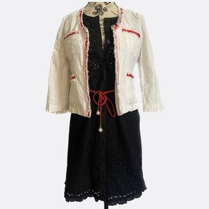 Vintage Black Lace Eyelet Dress & White Blazer Jacket ♟️